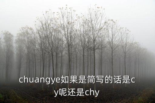 chuangye，chuangye如果是簡(jiǎn)寫的話是cy呢還是chy