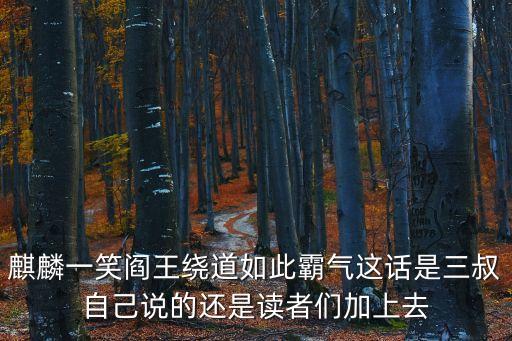 麒麟一笑閻王繞道如此霸氣這話是三叔自己說的還是讀者們加上去