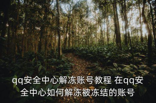 qq安全中心解凍賬號，我的QQ號被安全中心封了怎樣解除呢