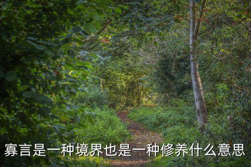 寡言是一種境界也是一種修養(yǎng)什么意思