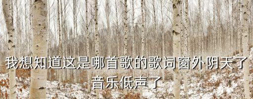 我想知道這是哪首歌的歌詞窗外陰天了音樂低聲了