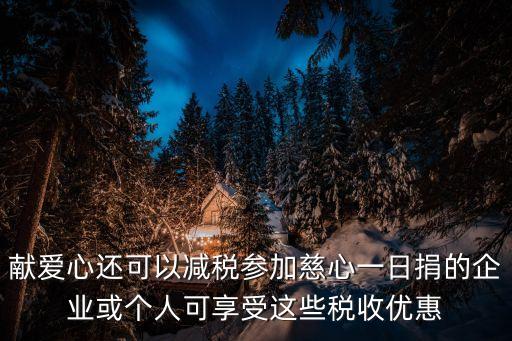 獻(xiàn)愛心還可以減稅參加慈心一日捐的企業(yè)或個(gè)人可享受這些稅收優(yōu)惠