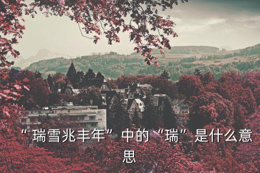 “ 瑞雪兆豐年”中的“瑞”是什么意思