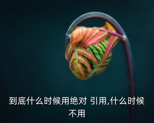 到底什么時候用絕對 引用,什么時候不用