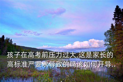 孩子在高考前壓力過大,這是家長(zhǎng)的 高標(biāo)準(zhǔn)嚴(yán)要求導(dǎo)致的嗎該如何開導(dǎo)...