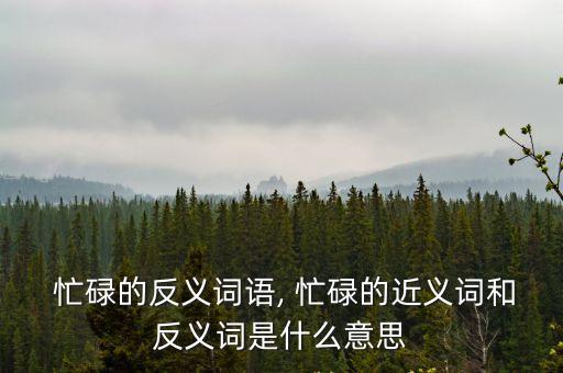  忙碌的反義詞語, 忙碌的近義詞和反義詞是什么意思