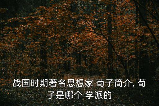 荀子是什么學派,孟子和荀子是哪個學派的?