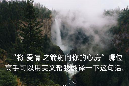 “將 愛情 之箭射向你的心房”哪位高手可以用英文幫我翻譯一下這句話...