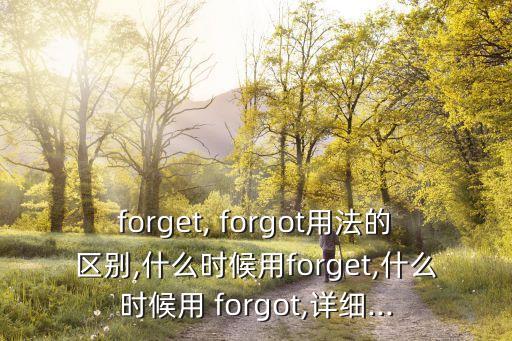 forget, forgot用法的區別,什么時候用forget,什么時候用 forgot,詳細...