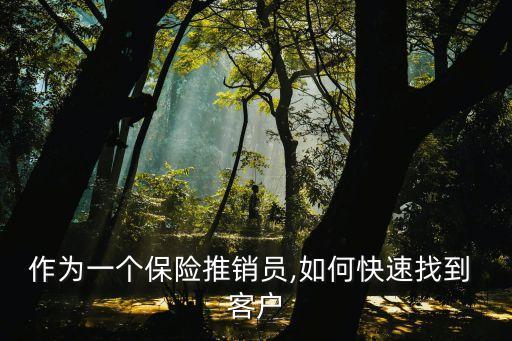 作為一個保險推銷員,如何快速找到 客戶