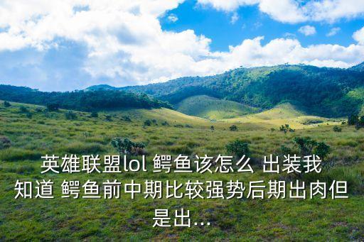 鱷魚(yú)出裝,英雄推薦:鱷魚(yú)半肉半輸出大炮多蘭出裝