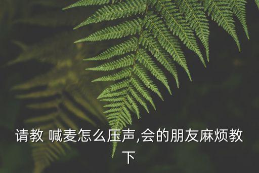 請教 喊麥怎么壓聲,會的朋友麻煩教下