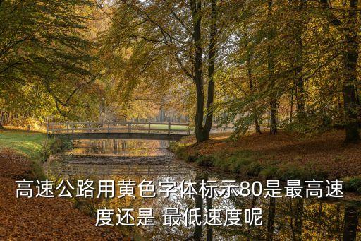 高速公路用黃色字體標示80是最高速度還是 最低速度呢