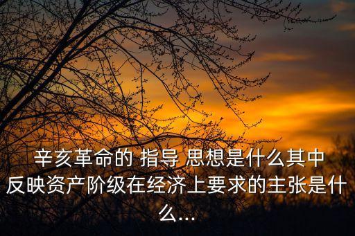  辛亥革命的 指導 思想是什么其中反映資產(chǎn)階級在經(jīng)濟上要求的主張是什么...