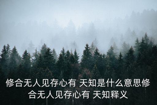 修合無人見存心有 天知是什么意思修合無人見存心有 天知釋義