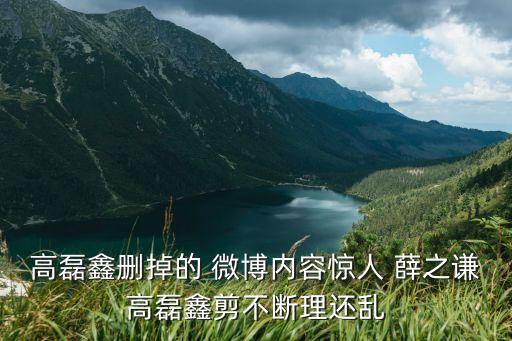 高磊鑫刪掉的 微博內容驚人 薛之謙高磊鑫剪不斷理還亂