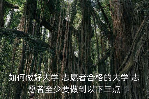 如何做好大學 志愿者合格的大學 志愿者至少要做到以下三點