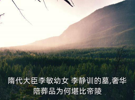 隋代大臣李敏幼女 李靜訓的墓,奢華陪葬品為何堪比帝陵