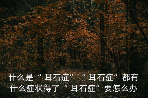 什么是“ 耳石癥”“ 耳石癥”都有什么癥狀得了“ 耳石癥”要怎么辦