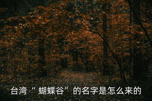 臺灣“ 蝴蝶谷”的名字是怎么來的