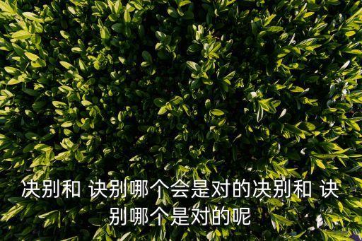 決別和 訣別哪個會是對的決別和 訣別哪個是對的呢