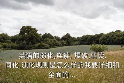  英語的弱化,連讀, 爆破,弱讀,同化,濁化規則是怎么樣的我要詳細和全面的...