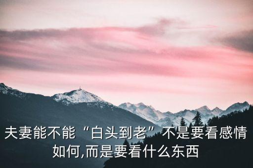 夫妻能不能“白頭到老”不是要看感情如何,而是要看什么東西