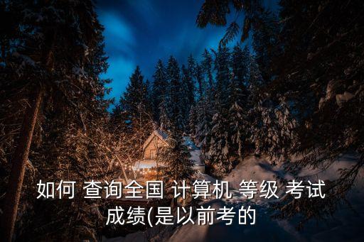 如何 查詢全國 計算機 等級 考試成績(是以前考的