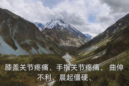 膝蓋關節疼痛、手指關節疼痛、 曲伸不利、晨起僵硬、