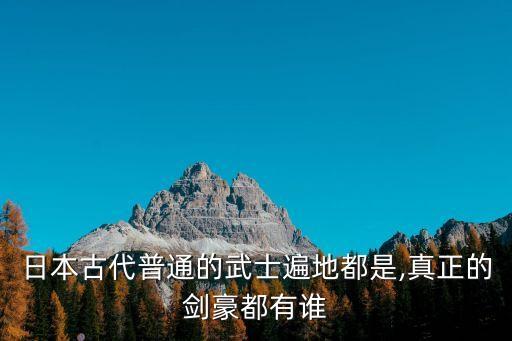 日本古代普通的武士遍地都是,真正的劍豪都有誰(shuí)
