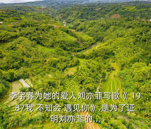 1987我不知會遇見你,李宇春新專輯:1987我不知會遇見你