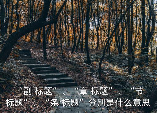 “副 標題”、“章 標題”、“節 標題”、“條 標題”分別是什么意思