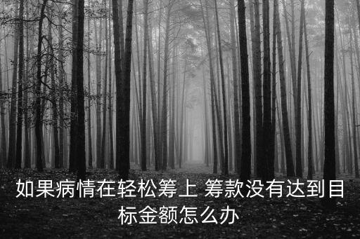 如果病情在輕松籌上 籌款沒有達到目標金額怎么辦