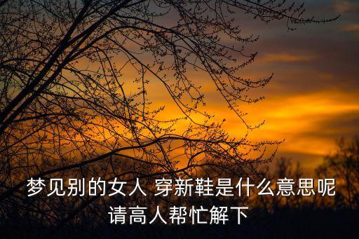 夢見別的女人 穿新鞋是什么意思呢請高人幫忙解下