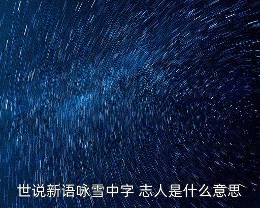 世說新語詠雪中字 志人是什么意思