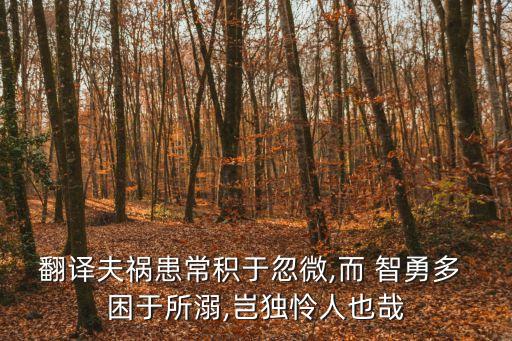 翻譯夫禍患常積于忽微,而 智勇多 困于所溺,豈獨憐人也哉