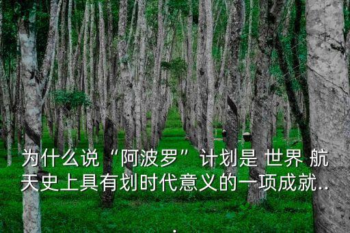 為什么說“阿波羅”計劃是 世界 航天史上具有劃時代意義的一項成就...