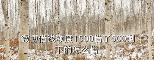  微博借錢額度1500借了500剩下的怎么借