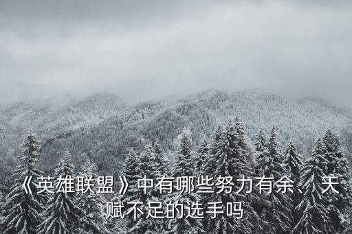 《英雄聯盟》中有哪些努力有余、 天賦不足的選手嗎