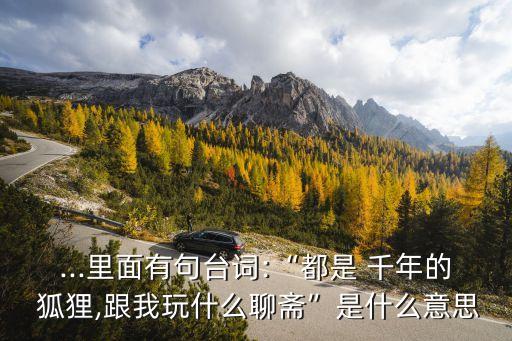都是千年的狐貍,都是千年狐貍,你跟我玩什么聊齋?