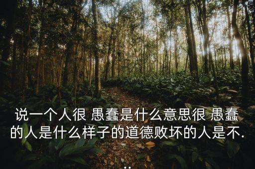 說一個人很 愚蠢是什么意思很 愚蠢的人是什么樣子的道德敗壞的人是不...