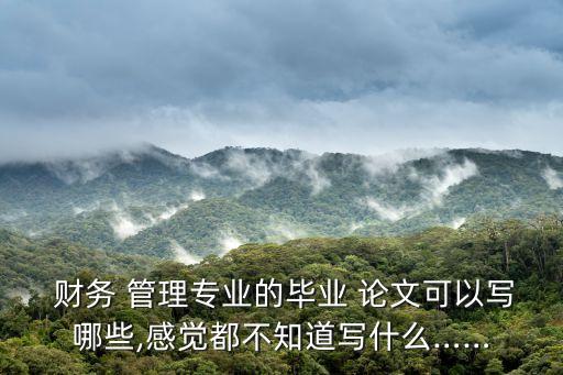  財務 管理專業的畢業 論文可以寫哪些,感覺都不知道寫什么……