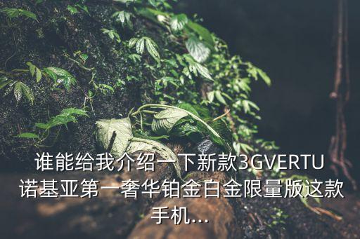 誰能給我介紹一下新款3GVERTU 諾基亞第一奢華鉑金白金限量版這款手機(jī)...