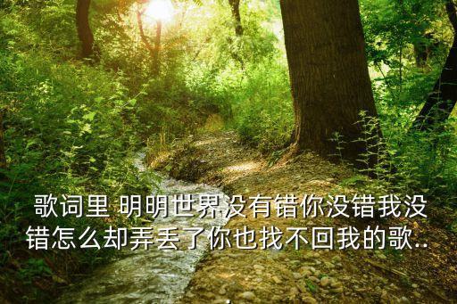  歌詞里 明明世界沒有錯你沒錯我沒錯怎么卻弄丟了你也找不回我的歌...
