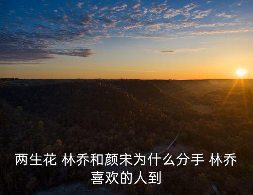 兩生花 林喬和顏宋為什么分手 林喬喜歡的人到