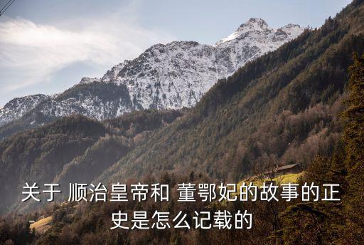 關于 順治皇帝和 董鄂妃的故事的正史是怎么記載的