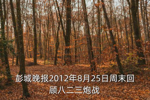 彭城晚報2012年8月25日周末回顧八二三炮戰