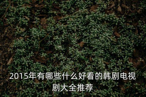 2015韓劇，2015年有哪些好看的韓劇推薦要好看的