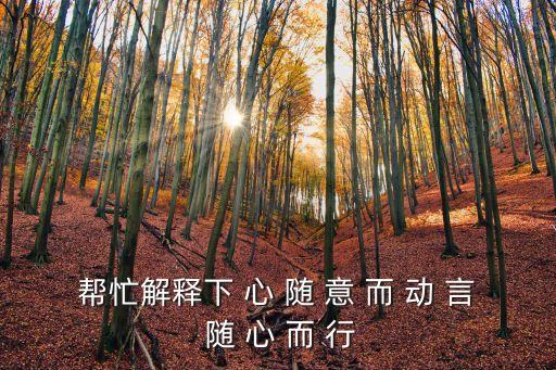 幫忙解釋下 心 隨 意 而 動 言 隨 心 而 行