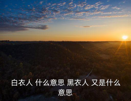白衣人 什么意思 黑衣人 又是什么意思